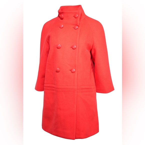 Coach Red Wool Blend Double Breasted Button Coat Size SP - Picture 1 of 11